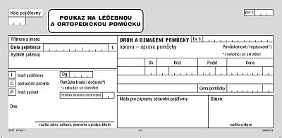 Poukaz na léčebnou ortopedickou pomůcku - volný list do tiskárny