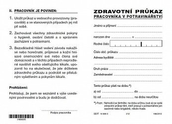 Zdravotní průkaz pracovníka v potravinářství