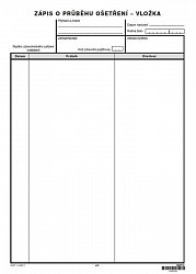 Zápis o průběhu ošetření - vložka do zdravotního záznamu