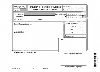 Žádanka o schválení (povolení) výkonu - léčiva - PZT