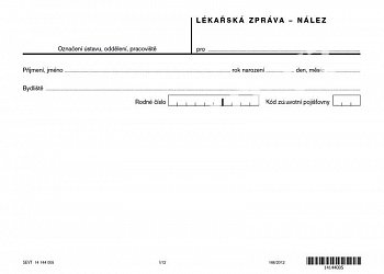 Lékařská zpráva - nález