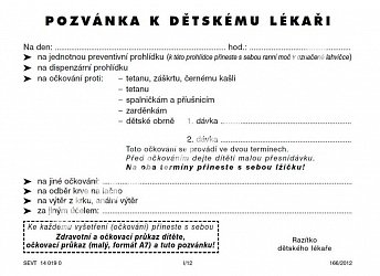 Pozvánka k dětskému lékaři